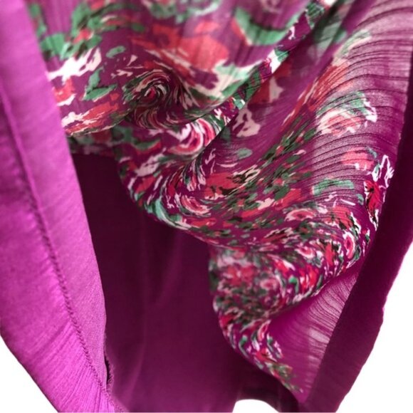 Allen B. Floral Sleeveless Top Medium Purple Sheer Knit - Picture 5 of 7